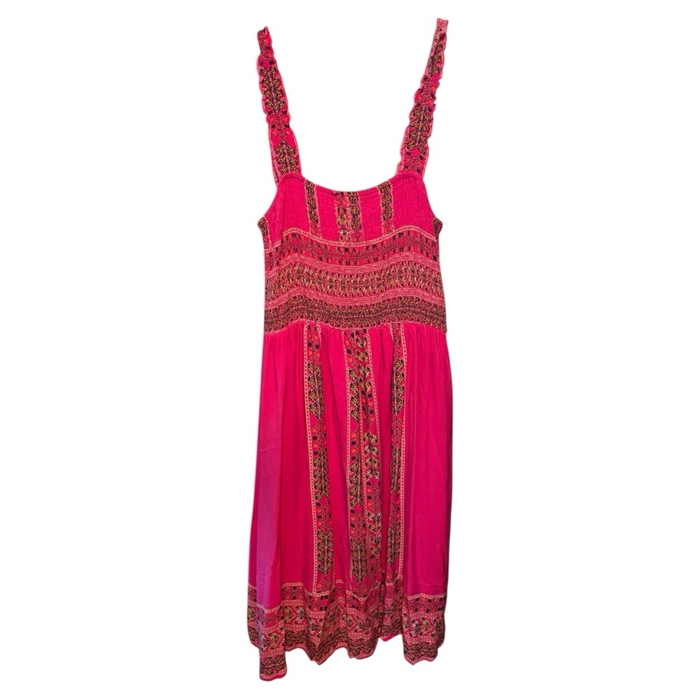 EUC pink boho Western print baby doll midi tank dress Mi Ami Francesca’s L
